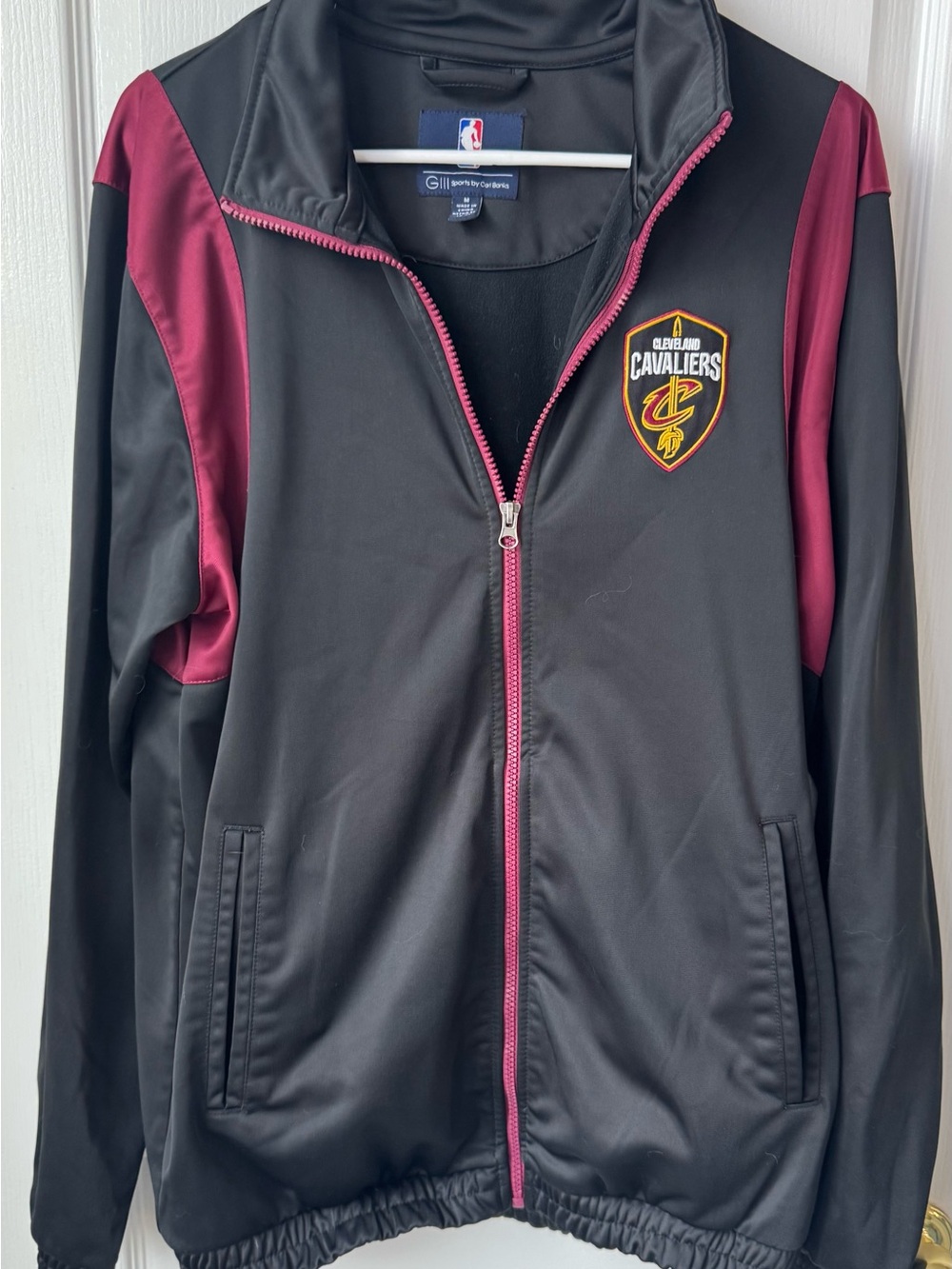 NBA Cleveland Cavaliers Black and Maroon Women's Track Jacket